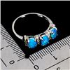 Image 3 : 6x4 mm Oval Cut Blue Fire Opal and White Sapphire Ring in 14k White Gold Plated 925 Sterling Silver 