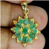 Image 1 : Rich Oval Cut Emerald Pendant in 14k Yellow Gold Plated 925 Sterling Silver - Appraised Replacement 