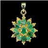 Image 2 : Rich Oval Cut Emerald Pendant in 14k Yellow Gold Plated 925 Sterling Silver - Appraised Replacement 