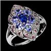 Image 2 : Violet/Blue Kyanite, Tanzanite and Rhodolite Garnet Ring in 14k White Gold Plated 925 Sterling Silve