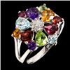 Image 2 : Citrine, Amethyst, Mozambique Garnet, Peridot, Rhodolite Garnet, CZ and Sky Blue Topaz Ring in 14k W