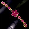 Image 2 : High Value Ruby Bracelet in 14k Yellow Gold Plated 925 Sterling Silver - 7.5 inches long - Appraised