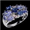 Image 2 : Tanzante, Kyanite and Rhodolite Garnet Ring in 14k White Gold Plated 925 Sterling Silver - Size 8 - 