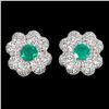 Image 2 : Round Cut Green opal and CZ Earrings in 14k White Gold Plated 925 Sterling Silver - Appraised Replac