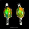 Image 1 : Big 8x6 mm Crystal Opal Earrings in 14k White Gold Plated 925 Sterling Silver - Appraised Replacemen
