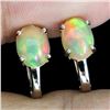Image 2 : Big 8x6 mm Crystal Opal Earrings in 14k White Gold Plated 925 Sterling Silver - Appraised Replacemen