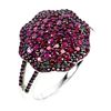 Image 2 : Round Diamond Cut Myanmar (Burma) Ruby Ring in 2-Tone Black Rhodium and 14k White Gold Plated 925 St