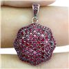 Image 1 : Round Diamond Cut Myanmar (Burma) Ruby Pendant in 2-Tone Black Rhodium and 14k White Gold Plated 925