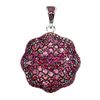Image 2 : Round Diamond Cut Myanmar (Burma) Ruby Pendant in 2-Tone Black Rhodium and 14k White Gold Plated 925