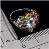 Image 3 : Big 8x6 mm Sky Blue Topaz, Tourmal;ine and Rhodolite Garnet Ring in 14k White Gold Plated 925 Sterli