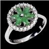 Image 2 : Marquise Cut Emerald and CZ Ring in 14k White Gold Plated 925 Sterling Silver - Size 8.5 - Appraised