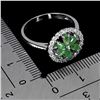 Image 3 : Marquise Cut Emerald and CZ Ring in 14k White Gold Plated 925 Sterling Silver - Size 8.5 - Appraised