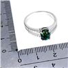 Image 3 : Big 8x6 mm Oval Cabochon Black Opal and CZ Ring in 14k White Gold Plated 925 Sterling Silver - Size 