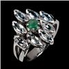 Image 2 : Emerald and Sky Blue Topaz Ring in 14k White Gold Plated 925 Sterling Silver - Size 7 - Appraised Re
