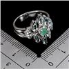Image 3 : Emerald and Sky Blue Topaz Ring in 14k White Gold Plated 925 Sterling Silver - Size 7 - Appraised Re