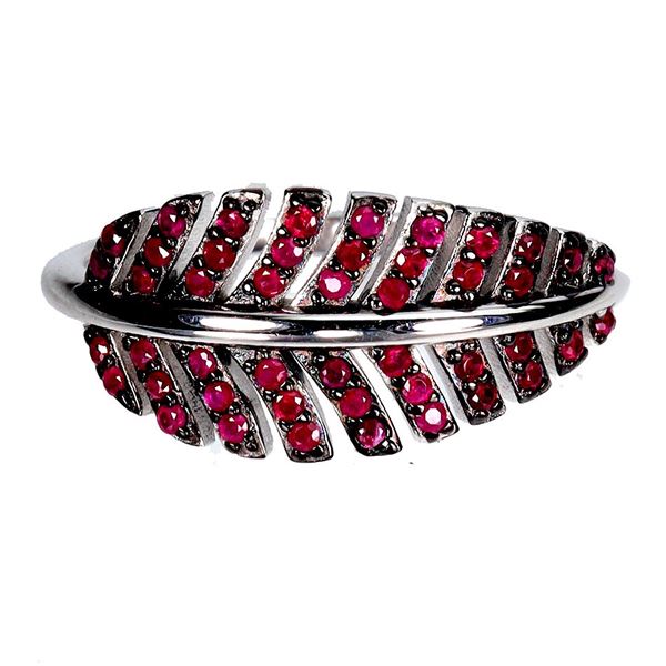 Diamond Cut Myanmar (Burma) Ruby Ring in 2-Tone Black Rhodium and 14k White Gold Plated 925 Sterling