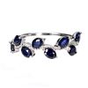 Image 1 : Oval Cut Dark Blue Sapphire Ring in 14k White Gold Plated 925 Sterling Silver - Size 8 - Appraised R