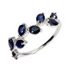 Image 2 : Oval Cut Dark Blue Sapphire Ring in 14k White Gold Plated 925 Sterling Silver - Size 8 - Appraised R