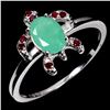 Image 2 : 7x5 mm Oval Cut Emerald and Ruby Ring in 14k White Gold Plated 925 Sterling Silver - Size 7 - Apprai