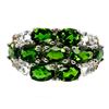 Image 1 : Superb Vivid Green Chrome Diopside, Sapphire and Aquamarine Ring in 14k White Gold Plated 925 Sterli