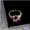 Image 3 : Big 7 mm Amethyst and Peridot Ring in 14k White Gold Plated 925 Sterling Silver - Size 6.5 - Apprais