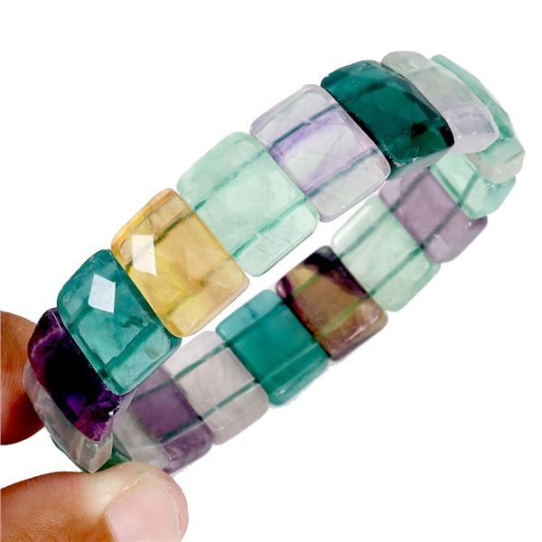 Handmade 15x10 mm Multi Colored Fluorite Bracelet - 8 Inches long - Appraised Replacement Value $ 80