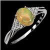 Image 2 : Big 8x6 mm Oval Cabochon Crystal Opal AAA Full Play of Colour Ring in 14k White Gold Plated 925 Ster