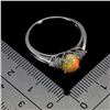 Image 3 : Big 8x6 mm Oval Cabochon Crystal Opal AAA Full Play of Colour Ring in 14k White Gold Plated 925 Ster