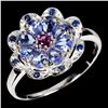 Image 2 : Tanzanite, Rhodolite Garnet and White Sapphire Ring in 14k White Gold Plated 925 Sterling Silver - S