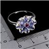 Image 3 : Tanzanite, Rhodolite Garnet and White Sapphire Ring in 14k White Gold Plated 925 Sterling Silver - S