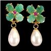 Image 2 : Pear, Emerald and Ruby Earrings in 14k Yellow Gold Plated 925 Sterling Silver - Appraised Replacemen