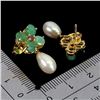Image 3 : Pear, Emerald and Ruby Earrings in 14k Yellow Gold Plated 925 Sterling Silver - Appraised Replacemen
