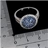 Image 3 : Diamond Cut Blue Sapphire and White Topaz Ring in 2-Tone Black Rhodium and 14k White Gold Plated 925