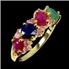 Image 1 : Round Cut Emerald, Ruby and Sapphire Ring in 14k Yellow Gold Plated 925 Sterling Silver - Size 7 - A