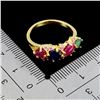 Image 3 : Round Cut Emerald, Ruby and Sapphire Ring in 14k Yellow Gold Plated 925 Sterling Silver - Size 7 - A