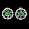 Image 1 : Marquise Cut Emerald and CZ Earrings in 14k White Gold Plated 925 Sterling Silver - Appraised Replac