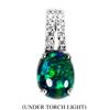 Image 1 : Big 8x6 mm Black Opal and CZ Pendant in 14k White Gold Plated 925 Sterling Silver - Appraised Replac
