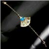 Image 1 : Beautiful Blue Fire Opal and CZ Bracelet in in 14k Yellow Gold Plated 925 Sterling Silver - 8 inches