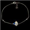 Image 2 : Beautiful Blue Fire Opal and CZ Bracelet in in 14k Yellow Gold Plated 925 Sterling Silver - 8 inches
