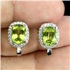 Image 1 : Big 8x6 mm Oval Cut Clean Peridot and CZ Earrings in 14k White Gold Plated 925 Sterling Silver - App
