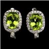 Image 2 : Big 8x6 mm Oval Cut Clean Peridot and CZ Earrings in 14k White Gold Plated 925 Sterling Silver - App