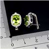 Image 3 : Big 8x6 mm Oval Cut Clean Peridot and CZ Earrings in 14k White Gold Plated 925 Sterling Silver - App