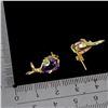 Image 3 : Amethyst and Chrome Diopside Earrings in 14k Yellow Gold Plated 925 Sterling Silver - Appraised Repl