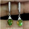 Image 1 : Big 8x6 mm Crystal Opal and CZ Earrings in 14k White Gold Plated 925 Sterling Silver - Appraised Rep