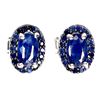 Image 2 : Superb Oval Cut Blue Sapphire Earrings in 14k White Gold Plated 925 Sterling Silver - Appraised Repl