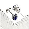 Image 3 : Superb Oval Cut Blue Sapphire Earrings in 14k White Gold Plated 925 Sterling Silver - Appraised Repl