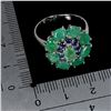 Image 3 : Oval Cut Unheated Emerald and Blue Sapphire Ring in 14k White Gold Plated 925 Sterling Silver - Size