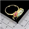 Image 3 : Big 16x7 mm Marquise Cut Sky Blue Topaz, Ruby and Sapphire Ring in 14k Yellow Gold Plated 925 Sterli