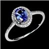 Image 2 : Expensive 7x5 mm Oval Cut Tanzanite and 77 pcs. Brilliant Cut Diamond Ring in 14k White Gold Plated 