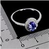 Image 3 : Expensive 7x5 mm Oval Cut Tanzanite and 77 pcs. Brilliant Cut Diamond Ring in 14k White Gold Plated 
